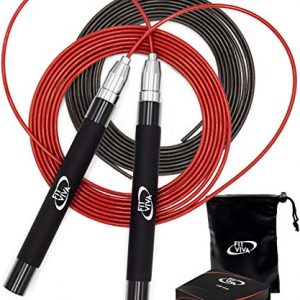Deluxe High Speed Jump Rope – Skipping Rope for Fitness – 2 Jump Ropes Adjustable Cables, Crossfit Jump Rope Workout for Women Or Men Gift – Double Unders Speed Rope – Boxing Jumping Rope for Adults
