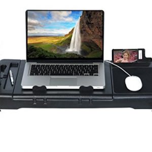 DG SPORTS Laptop Table Stand Repositionable LED Light Integrated Cooling Fan with 4 USB Ports, Black