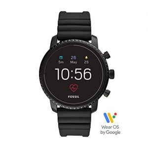Fossil Men’s Gen 4 Explorist HR Heart Rate Stainless Steel and Silicone Touchscreen Smartwatch, Color: Black (Model: FTW4018)