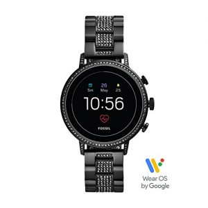 Fossil Women’s Gen 4 Venture HR Heart Rate Stainless Steel Touchscreen Smartwatch, Color: Black (FTW6023)