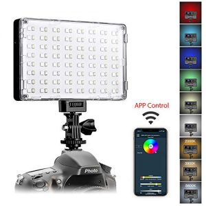 GVM RGB LED Camera Light Full Color Output Video Lights with APP Control CRI97 Dimmable 3200K-5600K Light Panel for YouTube DSLR Camera Camcorder Photo Lighting, with Battery, Filter, LCD Display