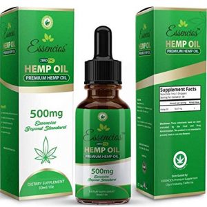 Hemp Oil for Pain Relief, 500mg Hemp Extract, Anxiety Relief, Lower Cholesterol, Boost Immune System, All Natural Supplement, Rich in Omega 3 and Omega 6 Fatty Acid, 1 Fl oz. (30ml) by Essencios