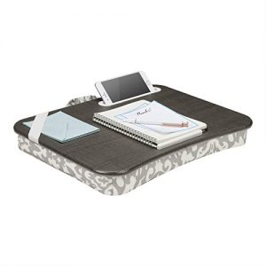 LapGear Designer Lap Desk with phone holder – Gray Damask – Fits up to 17.3 Inch laptops – Style No. 45424