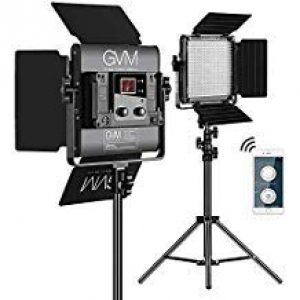 LED Video Lighting Kits,GVM 480LS 2 Pack Video Light with APP Control CRI97+ TLCI97 Bi-Color 10~100% for Video Photography, Led Video Light Panel +Barndoor