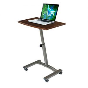 Seville Classics WEB162 Mobile Laptop Computer Desk Cart Height-Adjustable from 20.5″ to 33″, Walnut