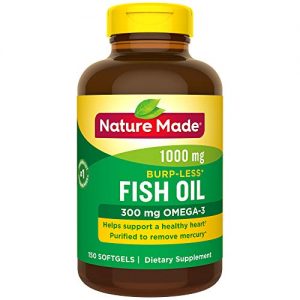 Nature Made Burp-Less Fish Oil 1,000 mg Softgels, 150 Count for Heart Health†(Packaging May Vary)