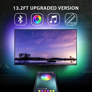13.2Ft TV Backlights USB Light Strip Kit for 55″-70″ TV, Mirror, PC, APP Control Sync to Music, Bias Lighting, 5050 RGB Waterproof IP65 USB LED Strip Lights Compatible with Android iOS