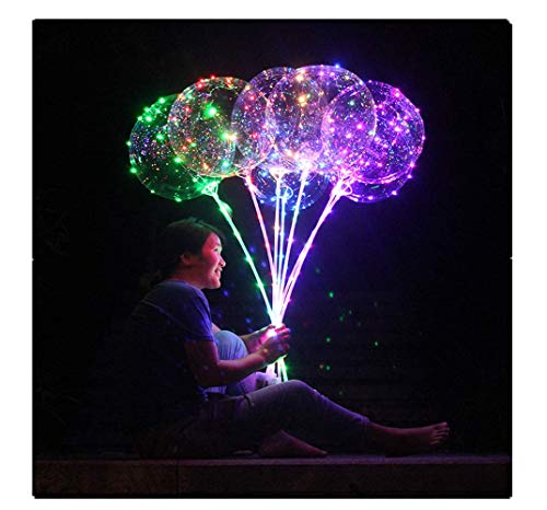 Amandaz Party Balloon Reusable Latex Clear Glow Balloons Led Luminous Lantern Round Bubble Decor with Tube Wedding Gift (2 PC, 2 PC Multicolor)