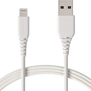 AmazonBasics Lightning to USB A Cable, MFi Certified iPhone Charger, White, 6 Foot,