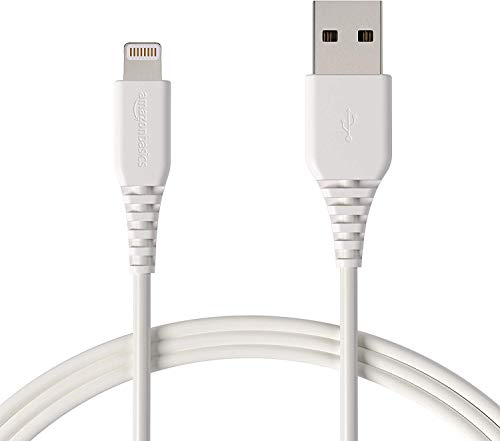 AmazonBasics Lightning to USB A Cable, MFi Certified iPhone Charger, White, 6 Foot,