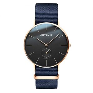 Artemis Wrist Wear Classic Men’s Watches | 40 MM Men’s Analog Minimalist Wrist Watch (Black | Blue Nylon)