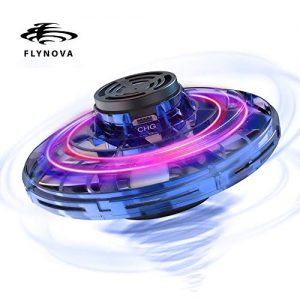 BASEIN FlyNova The Most Tricked-Out Flying Spinner, Hand Operated Drones for Kids or Adults – UFO Flying Toy with 360° Rotating and Shinning LED Lights (Blue),