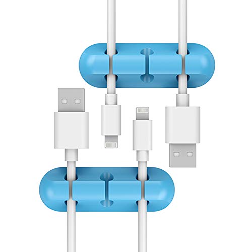 Cable Clip – Simr Cord Organizer – Cable Management – 6mm Wire Holder System – Rubber Adhesive Cord Hooks fit Home, Office, Cubicle, Car, Desk Accessories (3, Blue)