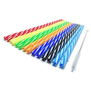 ESOUL TECHNOLOGY Esoultech 30 Pack 9-Inch & 10.5-Inch Colored Reusable Plastic Straw, BPA-Free Drinking Straws with 9-Inch Cleaning Brush