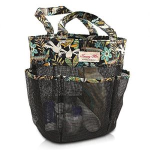 FishMM Fashion Print Mesh Shower Caddy College, Big Shower Totes Bag and Bath Storage Organizer for College Dorm Rooms, Gym, Swimming and Travel