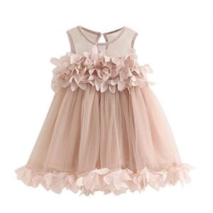 haoricu Girl Dress, Baby Girls Cute Princess Sleeveless Petal Dresses for Birthday Party (3T, Pink)