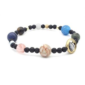 HappyDayShopping The Eight Planets of The Solar System Natural Colorful Stone Bracelet Pendant Healthful Chain 19.5cm