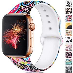 Haveda Floral Bands Compatible for Apple 4 Watch 44mm Series 4 Series 5, Comfortable Pattern iWatch 42mm Bands womens Series 3 Series 2/1, Silicone Sport Wristbands for Men Kids M/L Colorful Jellyfish,