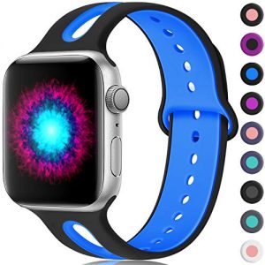 Haveda Sport Bands Compatible for Apple Watch 44mm Band Series 5 Series 4, Soft Apple 5 Wristband Women iWatch 42mm Bands for Apple Watch Series 3 Series 2/1, Men Kids 42mm/44mm S/M Black/Blue