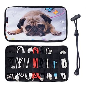 iColor Pug Universal Electronics Accessories Bag Organizer Travel Gadgets Carrying Case Pouch for USB Cables,Pens, Makeup Brush, Earphone, USB Flash Drive and More (CAB-06)