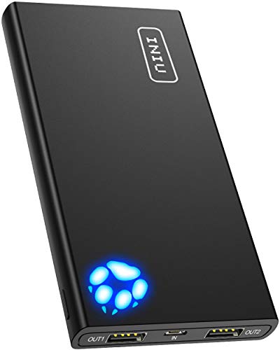 INIU Portable Charger, 10000mAh Power Bank, 4.8A High-Speed 2 USB Ports with Flashlight Battery Pack, Ultra Compact Phone Charger Compatible with Iphone XS X 8 7 6 Samsung Galaxy S9 Note 9 iPad Tablet,