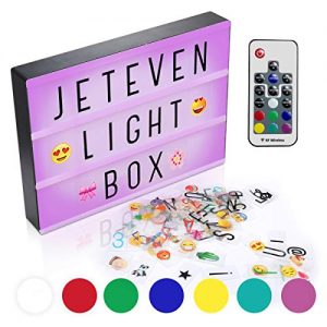 Jeteven Cinema Light Colors Box Colorful Letters Emojis LED for Home Decor Wedding Birthday Parties (7 Colors Light with Remote Control)