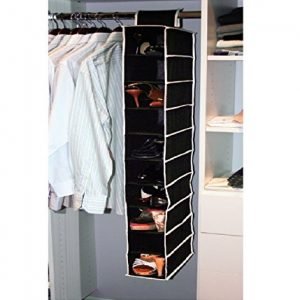 Kennedy Home Collection 5178 10 Shelf Hanging Shoe/Purse Organizer, Black/Cream,