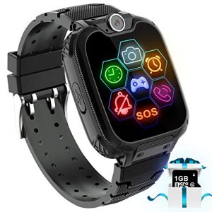 Kids Game Smart Watch Phone – 1.54” Touch Screen Game Smartwatches with [1GB Micro SD Card] Call SOS Camera 7 Games Alarm Clock Music Player Record for Children Boys Girls Birthday Gifts 3-10 (black)