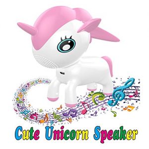KILOTOY Portable Unicorn Pet Wireless Speaker with Color Change LED Light, Novelty Musical Player Speaker Toy, Great Gift for Kids and Friends, Animal Home and Office Decor (Pink)