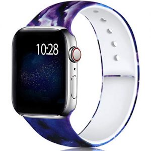 Laffav Compatible with Apple Watch Band 40mm 38mm, Soft Replacement Pattern Wristband for iWatch Apple Watch Series 5, Series 4, Series 3, Series 2, Series 1, Starry Sky, S/M