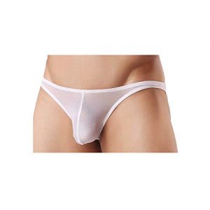 ManxiVoo Mens Sexy Perspective Underwear Shorts Underpants Pouch Soft Briefs Panties (XL, White)