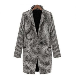 ManxiVoo Women Winter Coats Slim Fit Warm Wool Lapel Long Coat Trench Parka Jacket Overcoat Outwear (M)