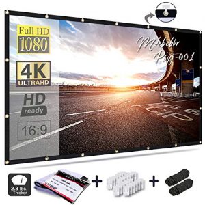 Mdbebbron 120 inch Projection Screen 16:9 HD Foldable Anti-crease Portable Projector Movies Screen for Home Theater Outdoor Indoor Support Double Sided Projection,