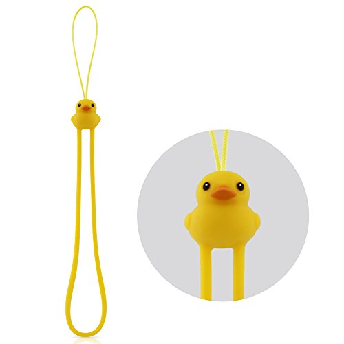 Multi-Purpose Hand Wrist Strap with Cute Animal Cartoon Phone Charm Elastic Silicone Lanyard Bracelet for Cell Phone iPhone Case ID Holder Name Badge Keys Keychain USB Flash Drive – Duck