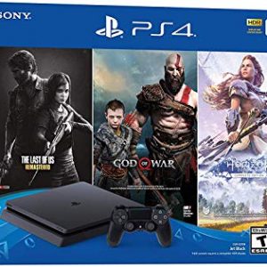 Newest Flagship Sony Play Station 4 1TB HDD Only on Playstation PS4 Console Slim Bundle – Included 3X Games (The Last of Us, God of War, Horizon Zero Dawn) 1TB Hard Drive Incredible Games -Jet Black,