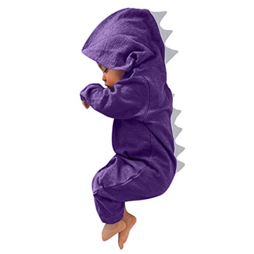 Nihewoo Baby Boys Girls Jumpsuit Unisex Toddler Autumn Winter Outfit Dinosaur Hoodies Rompers Bodysuits Pants Purple