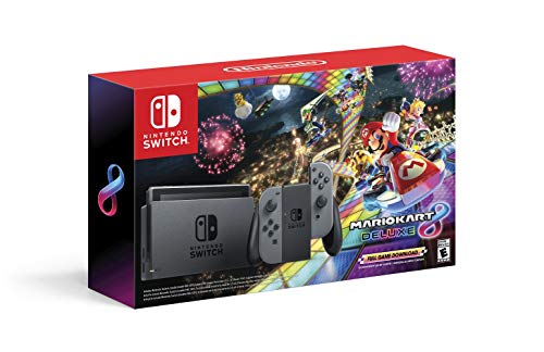 Nintendo Switch w/ Gray Joy-Con + Mario Kart 8 Deluxe (Full Game Download) – Switch,