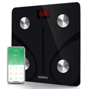 RENPHO Bluetooth Body Fat Scale Smart BMI Scale Digital Bathroom Wireless Weight Scale, Body Composition Analyzer with Smartphone App 396 lbs – Black