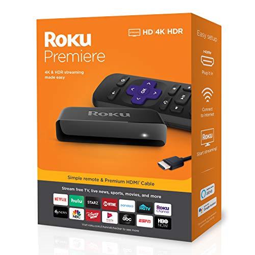 Roku Premiere | HD/4K/HDR Streaming Media Player, Simple Remote and Premium HDMI Cable,