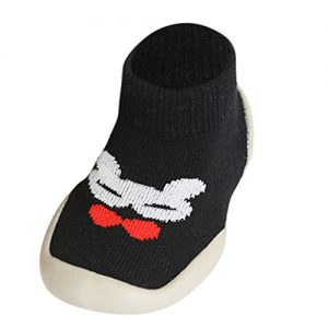 Shan-S Childrens Kids Moccasins Baby Boys Girls Cartoon Anti-Slip Knitted Cotton Winter Warm Soft Rubber Sole Indoor Outdoor Slipper Floor Shoes Socks