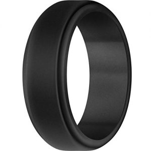 ThunderFit Silicone Wedding Ring for Men – 1 Ring (Black, 14.5-15 (23.82mm))