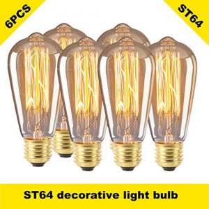 WensLTD Edison Bulb-Vintage Bulb 60w/110v Dimmable Antique Vintage Edison Lihgt Bulb for Home Light Fixtures Decorative.Base Replacement Bulbs for Wall Sconces Lights-Pack of 6(Ship from US)