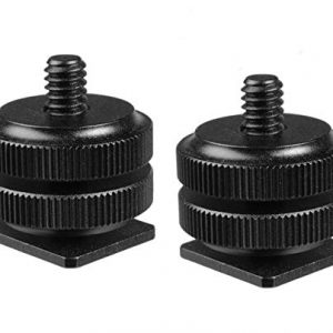 (2 Packs) Fotasy Hot Shoe to 1/4 Adapter, Camera Hot Shoe Mount Adapter, Flash Shoe to 1/4″-20 Male Post Adapter with Locking Disk,