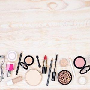 5x3ft Make Up Backdrop Cosmetics Fashion Beauty Blogger Background for Photography Blush Brush Lip Sticks Nail Polish Wood Board Pop Woman Girl Photo Video Shoot Vinyl Studio Prop