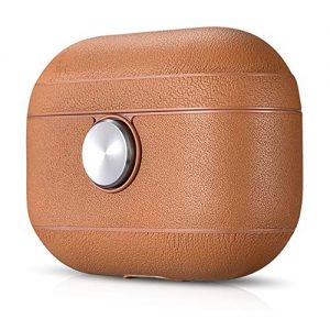 Air Vinyl Design, ZenPod Pro | Leather Fidget Spinner Case for Apple AirPods Pro (Brown | Silver Spinner),