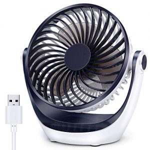 Aluan Desk Fan Small Table Fan with Strong Airflow Quiet Operation Portable Fan Speed Adjustable Head 360°Rotatable Mini Personal Fan for Home Office Bedroom Table and Desktop 5.1 Inch,