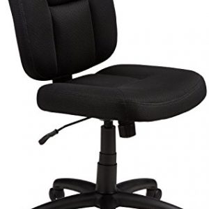 AmazonBasics Classic Leather-Padded Mid-Back Office Desk Chair with Armrest – Black, BIFMA Certified,