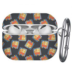 Compatible with Airpods Pro – Shockproof TPU Gel Portable Protection Soft Case Cover Skin with Carabiner Clip Keychain (Golden Harp Calendar)