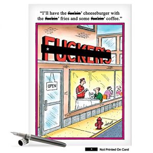 F-ckers – Hilarious Adult Birthday Notecard with Envelope (Big 8.5 x 11 Inch) – Cartoon Diner, Funny Birthday Greeting Card for Men, Women – Big B-Day Gratitude, Congrats Stationery Gift J8245,