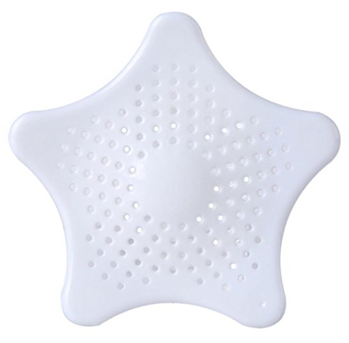 Filter Net Fheaven (TM) Star Shaped Bathroom Drain Hair Catcher Bath Stopper Plug Sink Shower Strainer Filter (white)